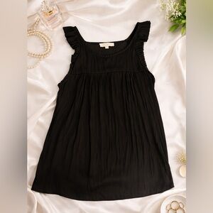 LOFT Black Ruffle Sleeve Blouse